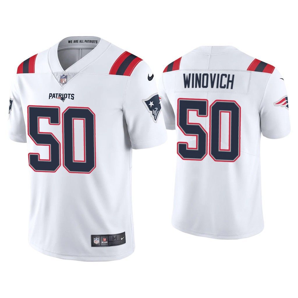 Men New England Patriots 50 Chase Winovich Nike White Vapor Limited NFL Jersey